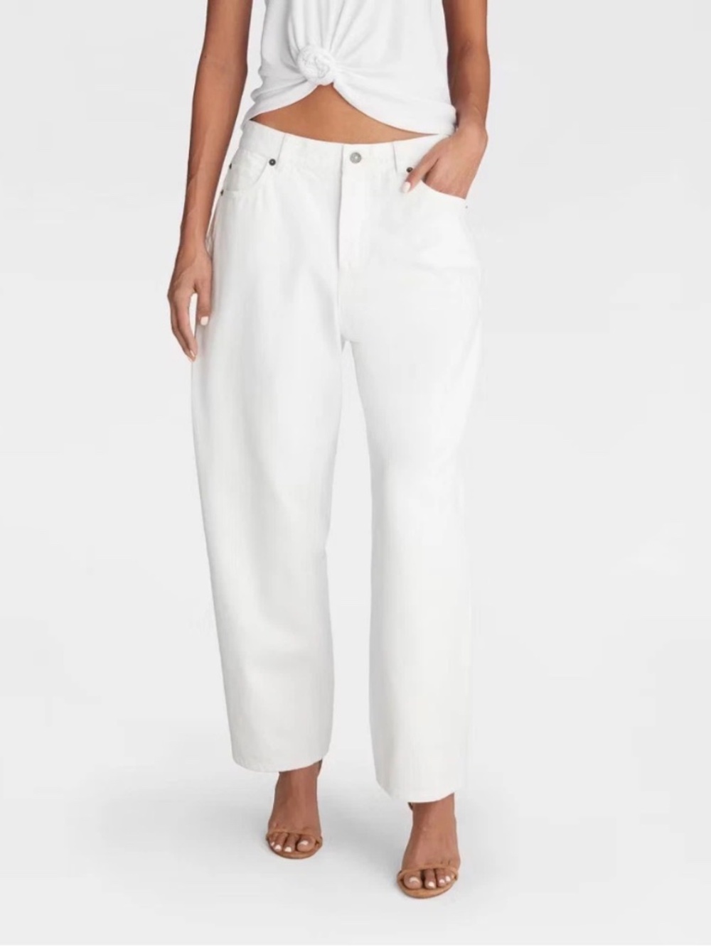 KBB by KAHLANA Women Mid-Rise 'The Vintage Straight Leg Jeans' - White 16 NWT